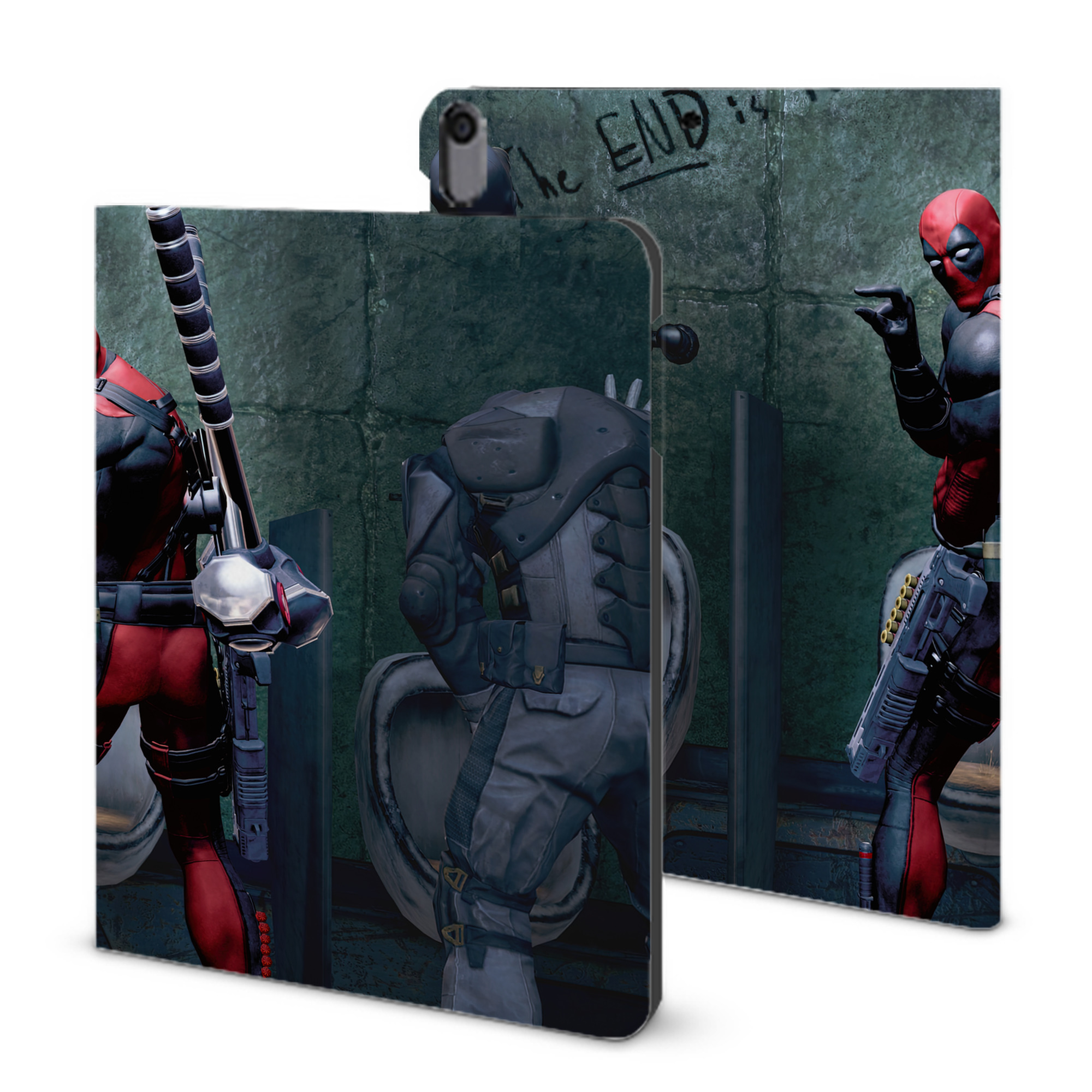 （画像用） Deadpool デッドプール IPad ケース ブック型 PUレザー TPU 耐衝撃 軽量 薄型 ペン収納なし 全面保護 IPad 各モデル対応